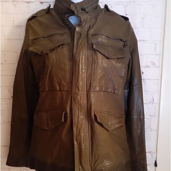 Joe’s Jeans Olive Brown Lambskin Leather Jacket S - Picture 2 of 9